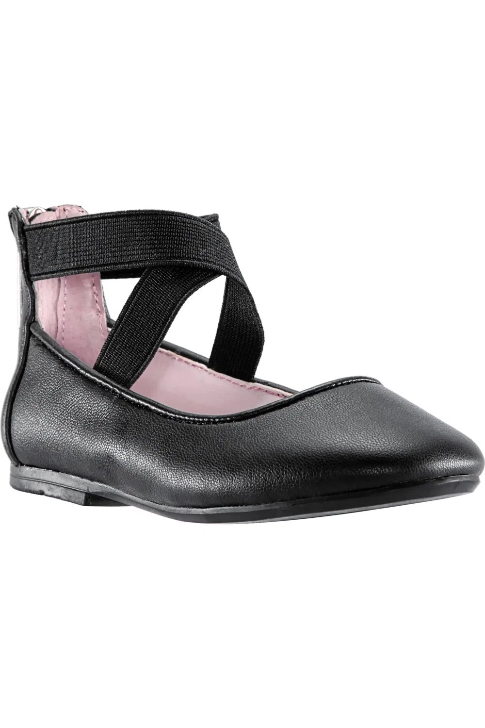 Детские балетки на перекрестных ремешках Marissa Cross Strap Nina, Black Faux Leather