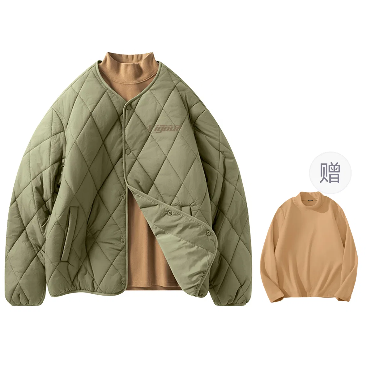 Детский пуховик без воротника MINISO, Gray Green