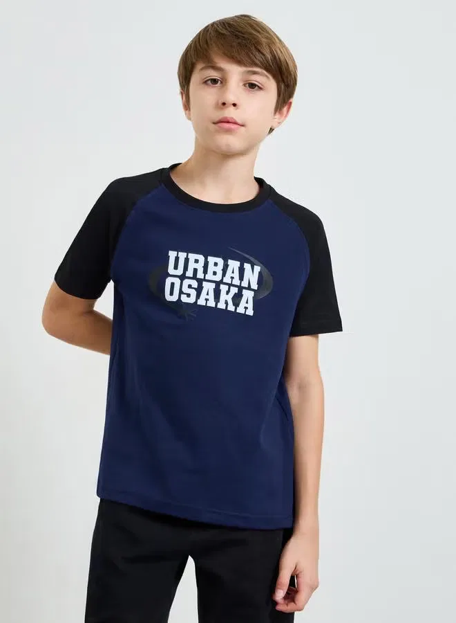 Комплект для мальчика-подростка с принтом на груди, модель Teen Boy Set, Styli, темно-синий — фото 2