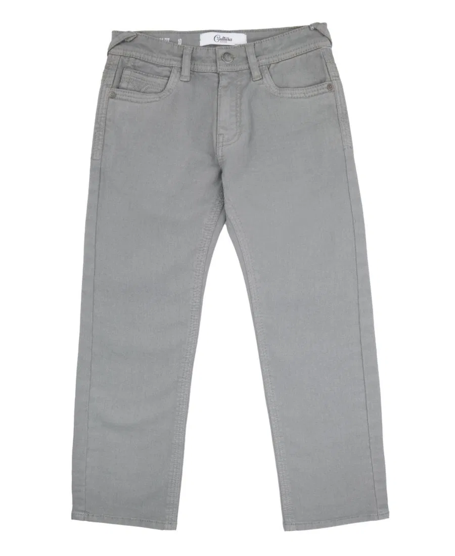 Детские джинсы для мальчиков узкие с отделкой седловидным швом CULTURA, Light Grey