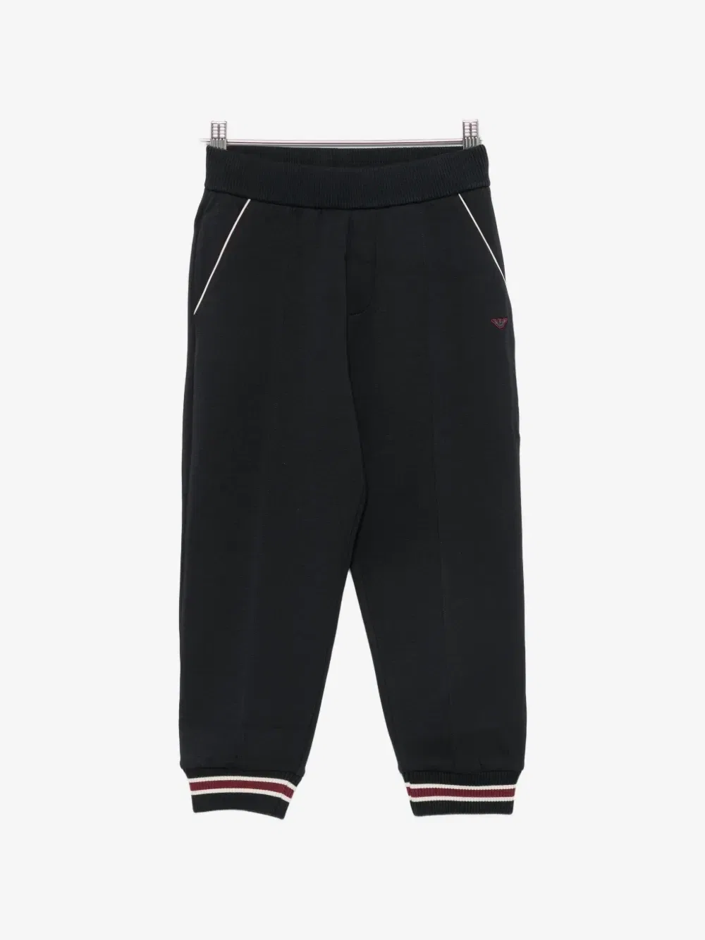 Спортивные брюки с полосатыми манжетами и вышитым логотипом Emporio Armani Kids, синий