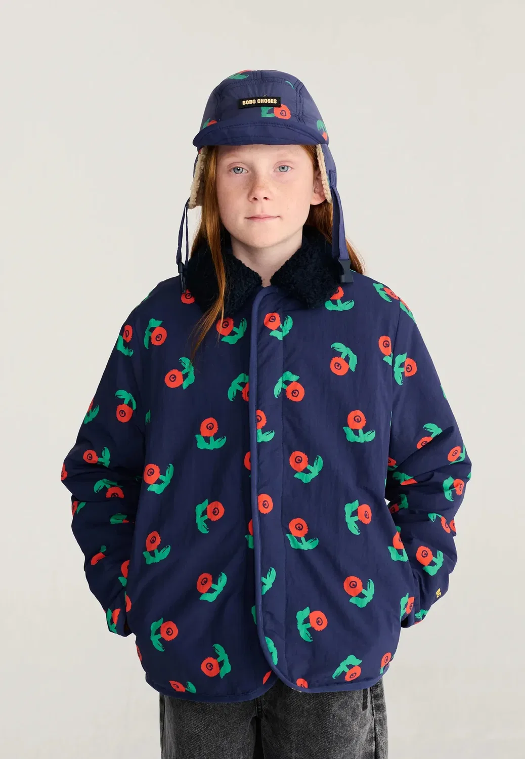 Двусторонняя зимняя куртка Stamp Bloom унисекс Bobo Choses, Camel — фото 2
