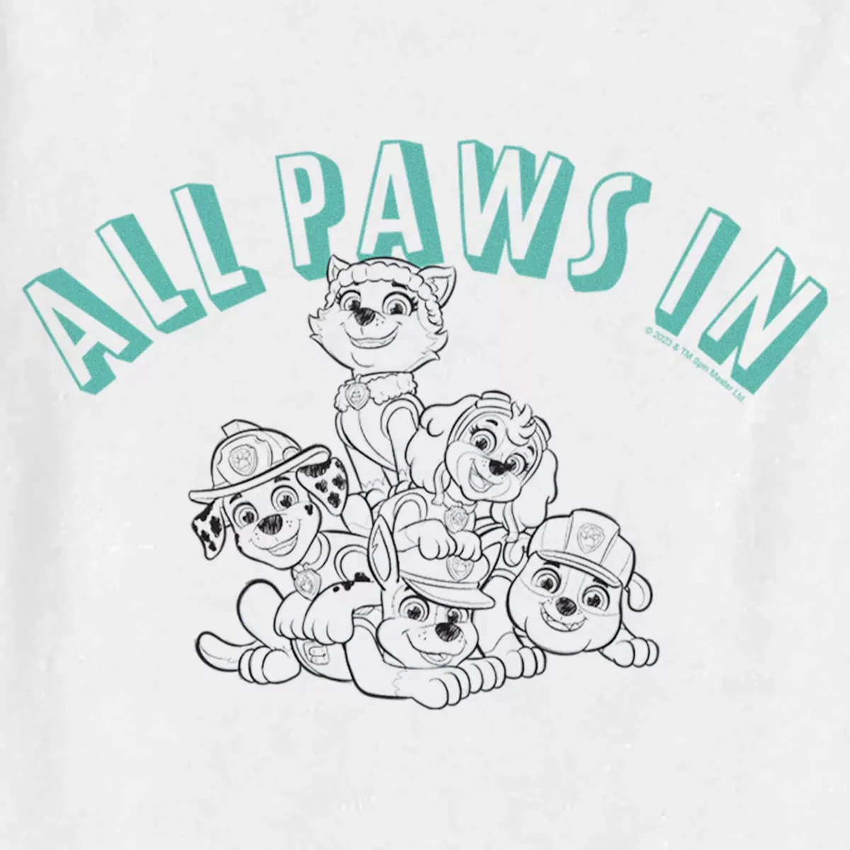 Детская футболка с принтом All Paws In Line Up PAW Patrol, White — фото 2