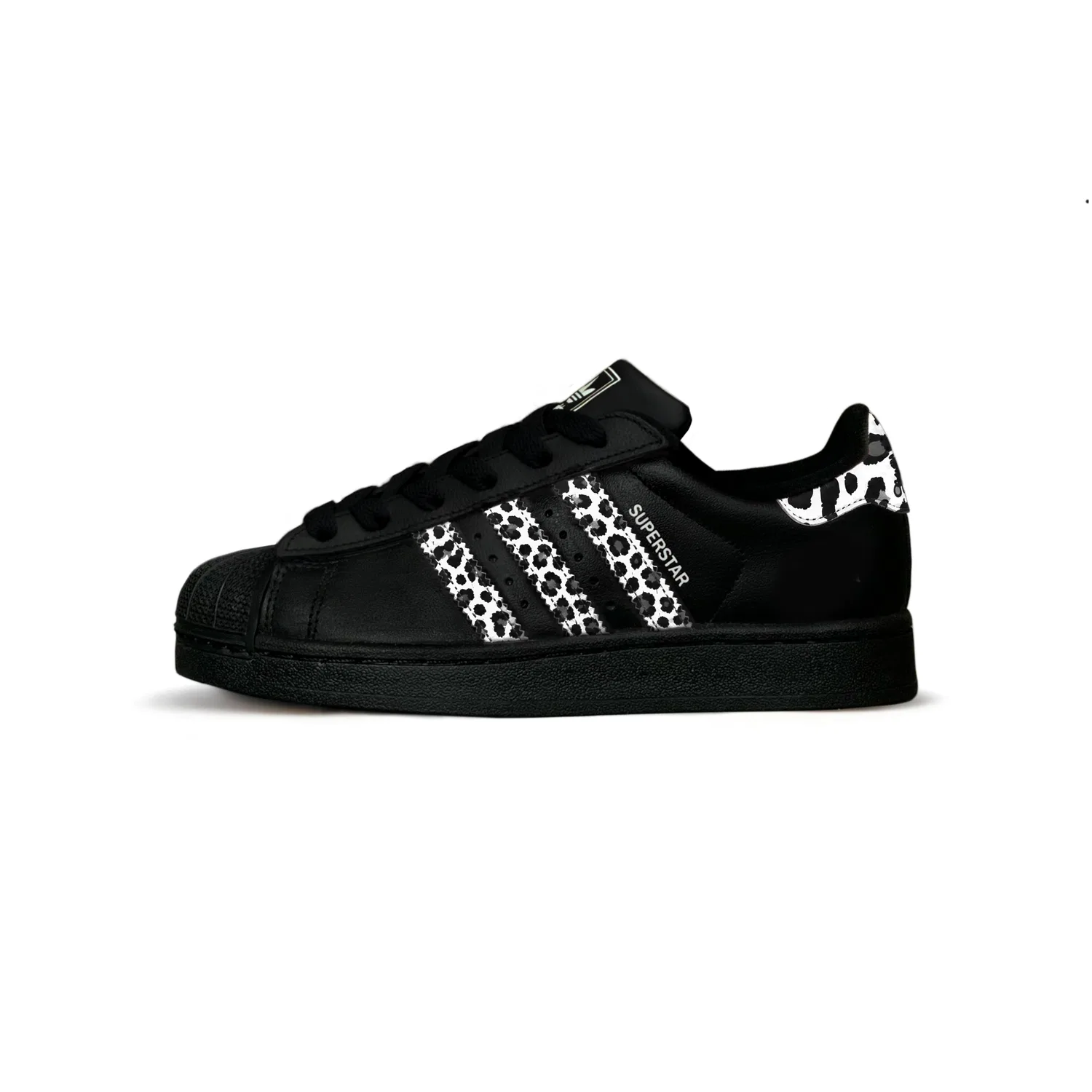 Детские кроссовки с леопардовым принтом, Adidas Originals Superstar 2, Black White Leopard Print