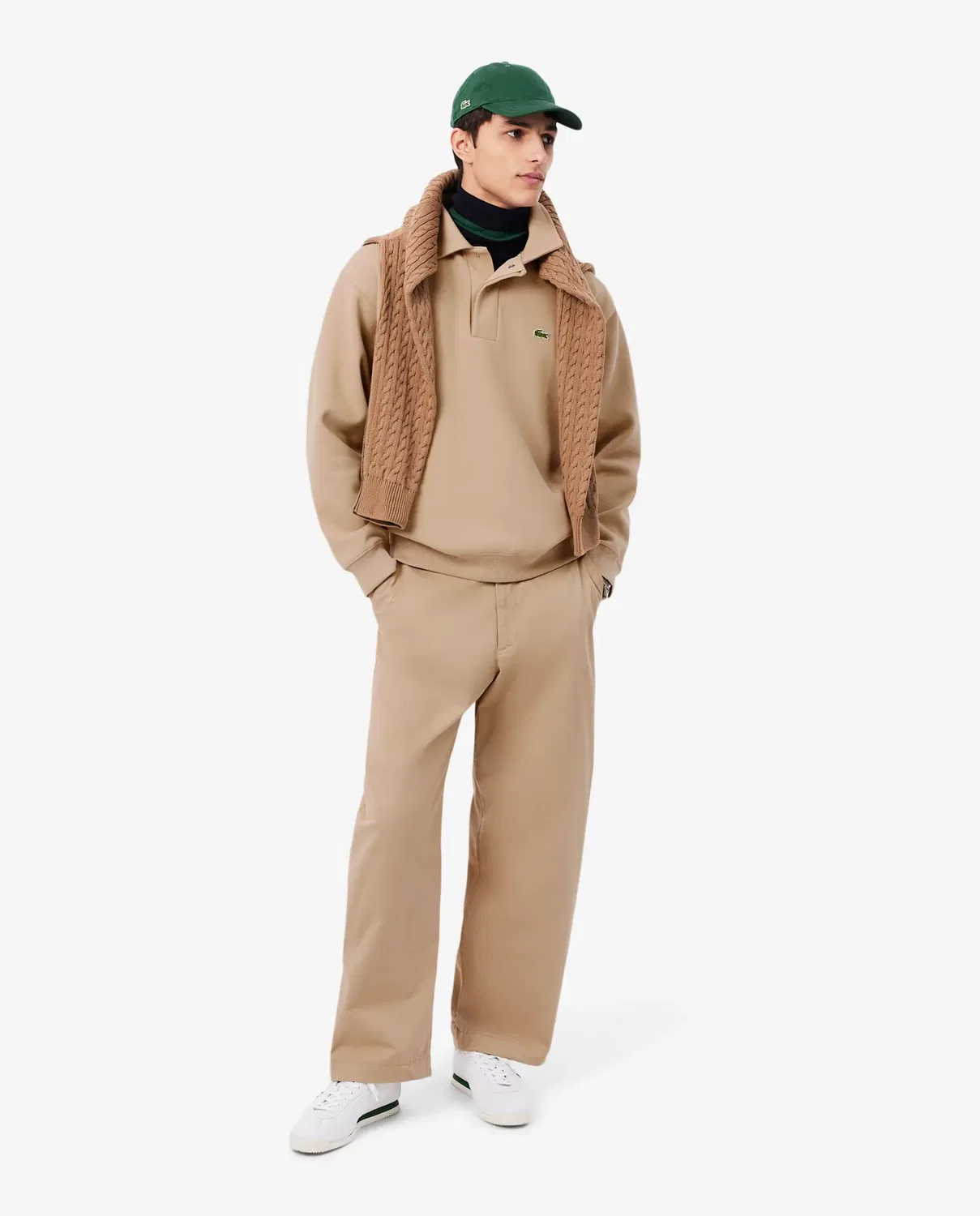 Свитшот мужской Lacoste бежевый, из смесового хлопка — фото 4