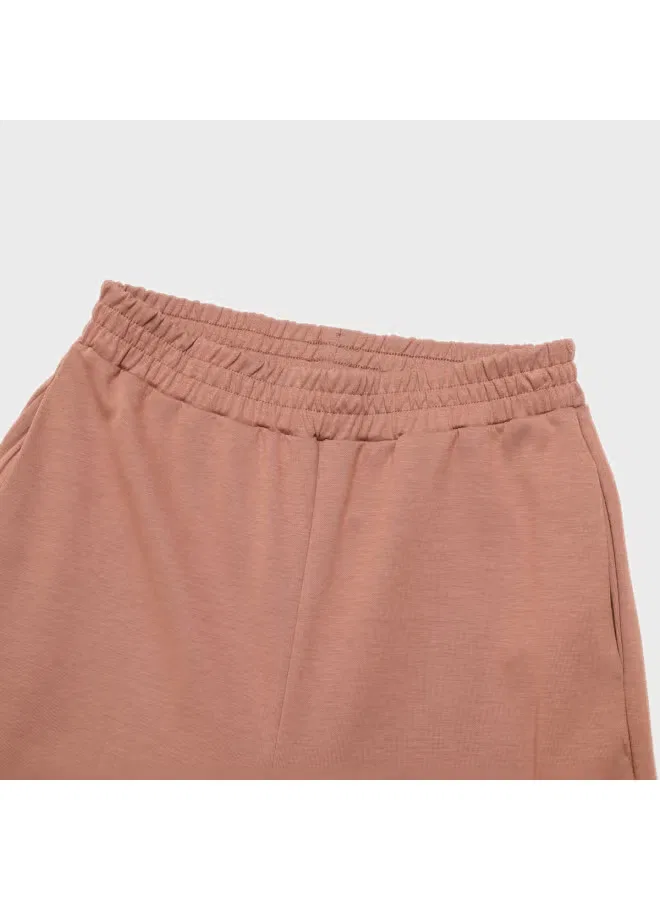 Брюки хлопковые широкие с разрезом на молнии Zara, сандаловый — фото 4