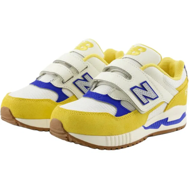Детские кроссовки для бега с широкой колодкой NB 530 New Balance, White/Yellow/Blue — фото 3