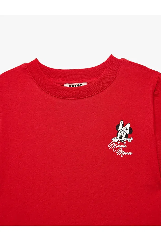 Детская футболка для девочек хлопковая Minnie Mouse Printed Cotton Crew Neck Short Sleeve Licensed T-Shirt Koton, Red — фото 3