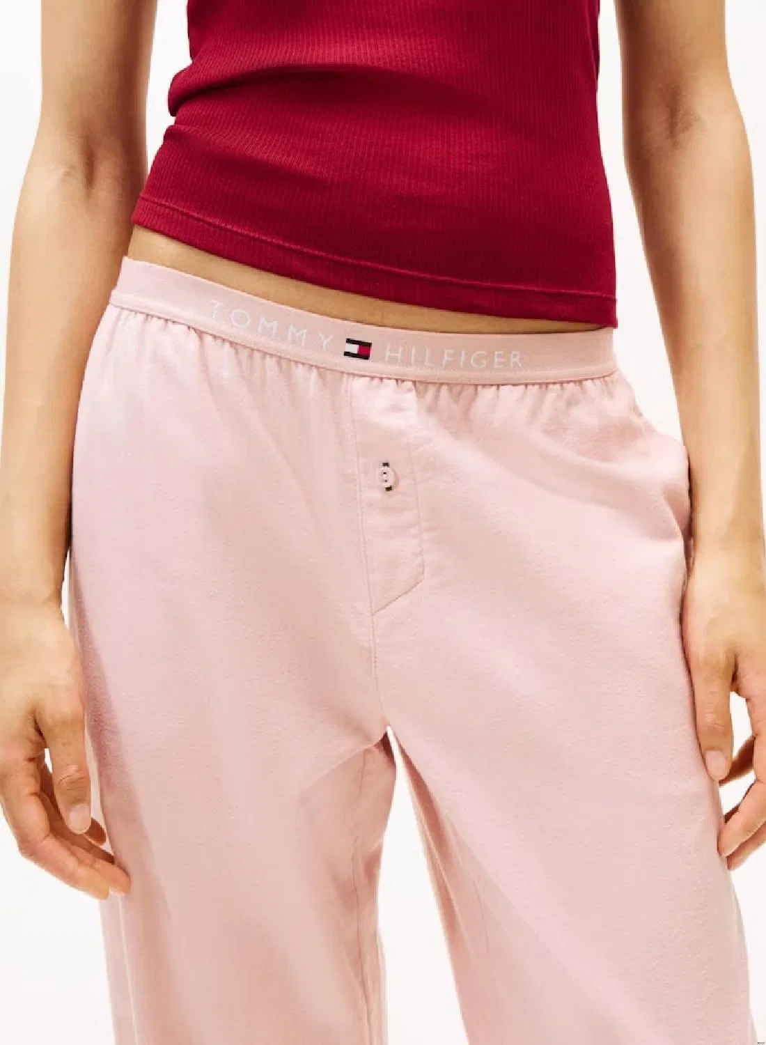 Пижамные брюки из хлопкового фланеля Tommy Hilfiger, розовый — фото 2