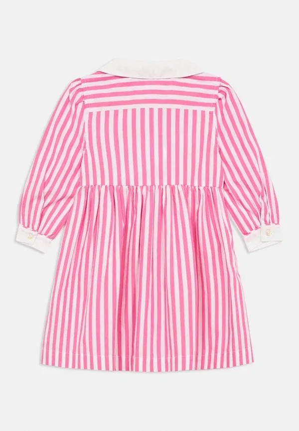 Комплект платье-рубашка с полосками и шортики Striped poplin shirtdress & bloomer, Polo Ralph Lauren, Desert Pink/White, белый/розовый — фото 2