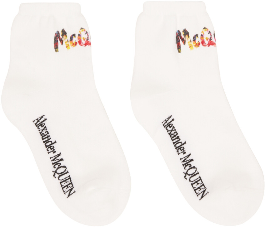 

Белые носки с граффити Alexander McQueen