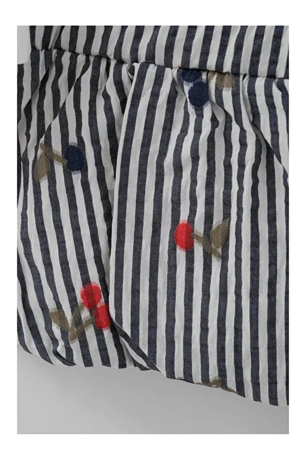 Детский комплект для девочек с принтом Cherry Summer Skirt Set Mini Baray, Navy Blue — фото 3