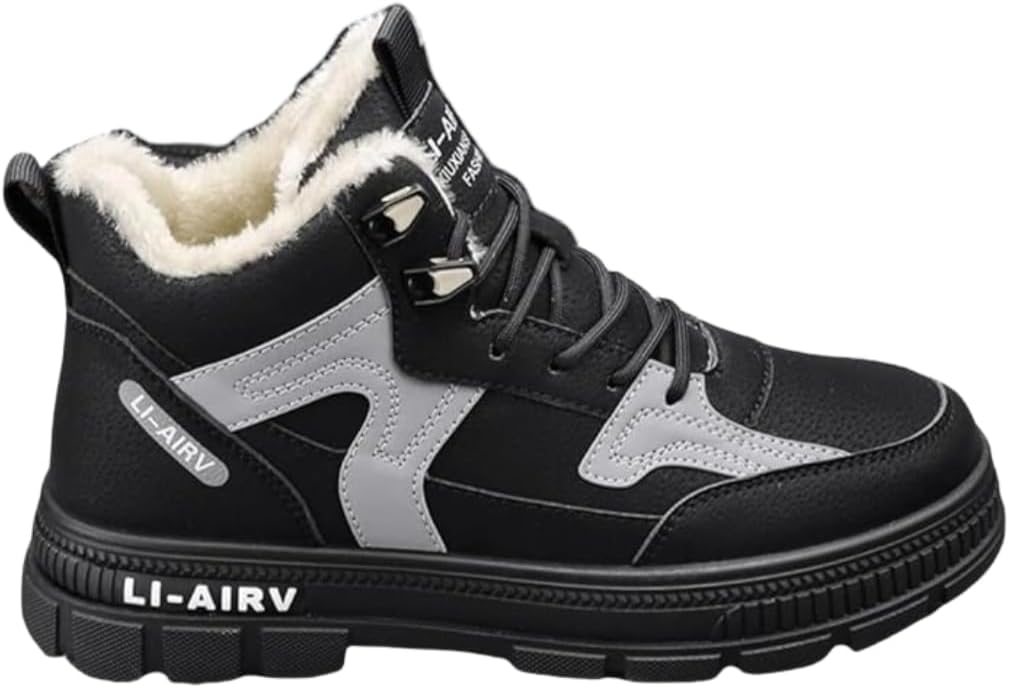 

Мужские удобные кроссовки с противоскользящей подошвой, легкие спортивные ботинки с теплой флисовой подкладкой для зимы Lexamen, черный