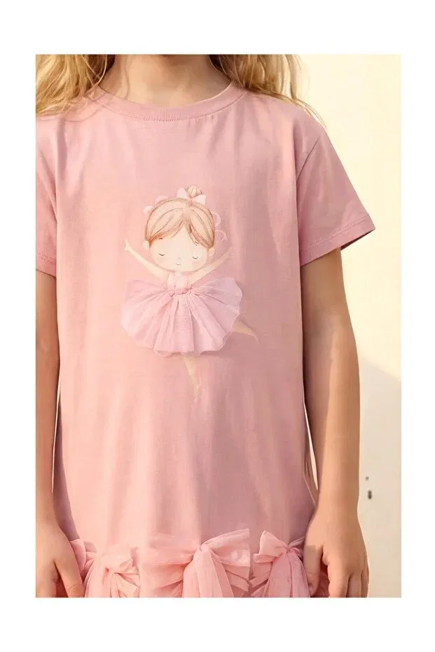 Детское платье для девочек хлопковое Ballerina Printed Dress Magu, Pink — фото 4