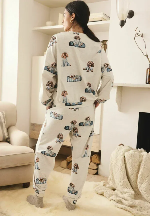 Пижамный комплект с принтом Tall fit - print long sleeve, Next, Grey Charlie the Cockapoo, серый — фото 3