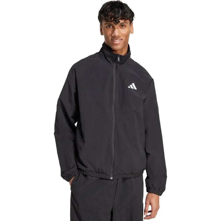 Ветровка мужская с логотипом Essentials Small Logo, adidas, Черный — фото 2