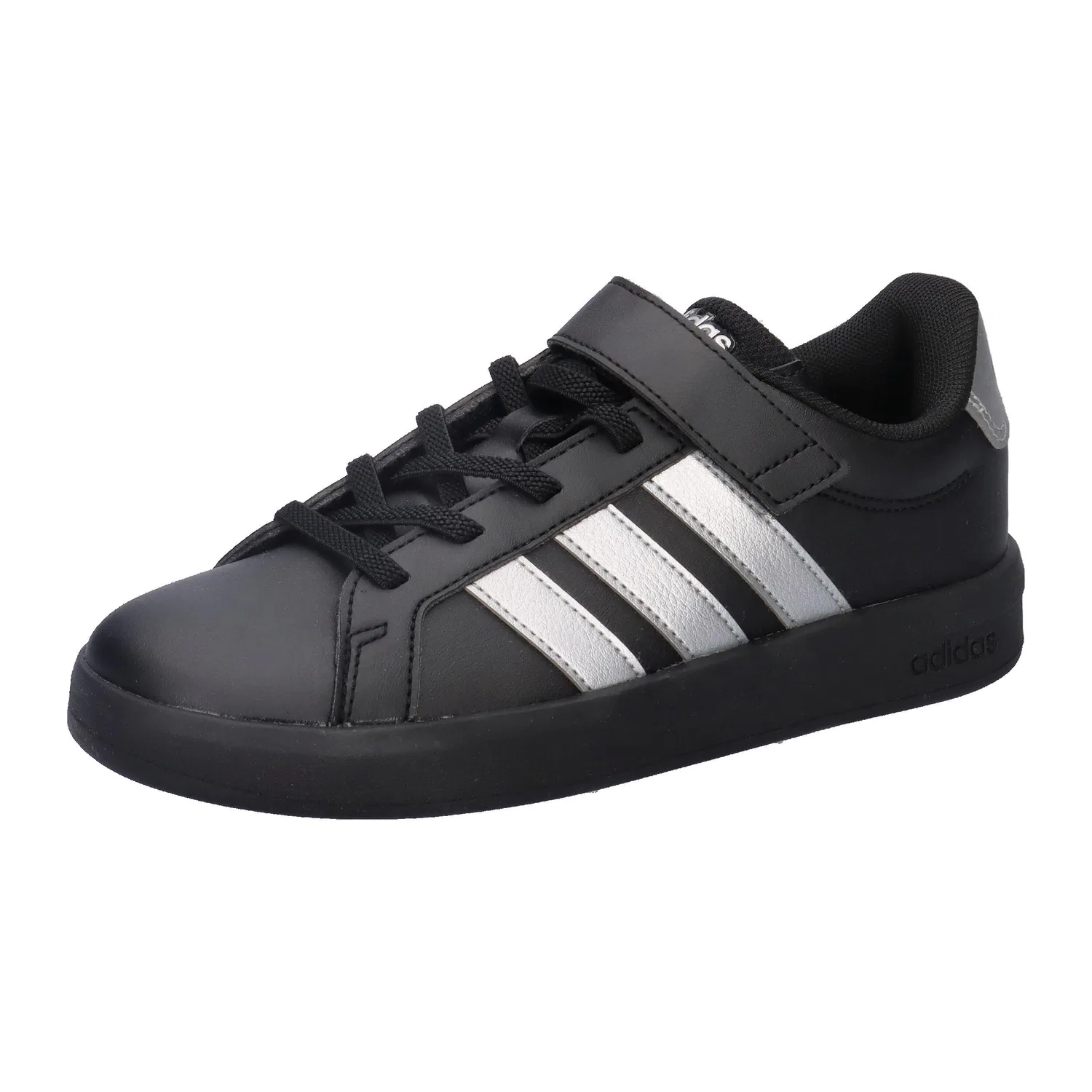 Детские кроссовки с липучкой Grand Court 3.0 EL C Adidas, Schwarz Silber Weiss