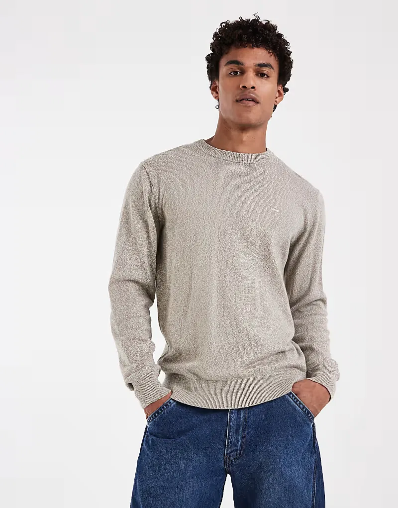 Легкий вязаный свитер Levi's бежевого меланжевого — фото 3