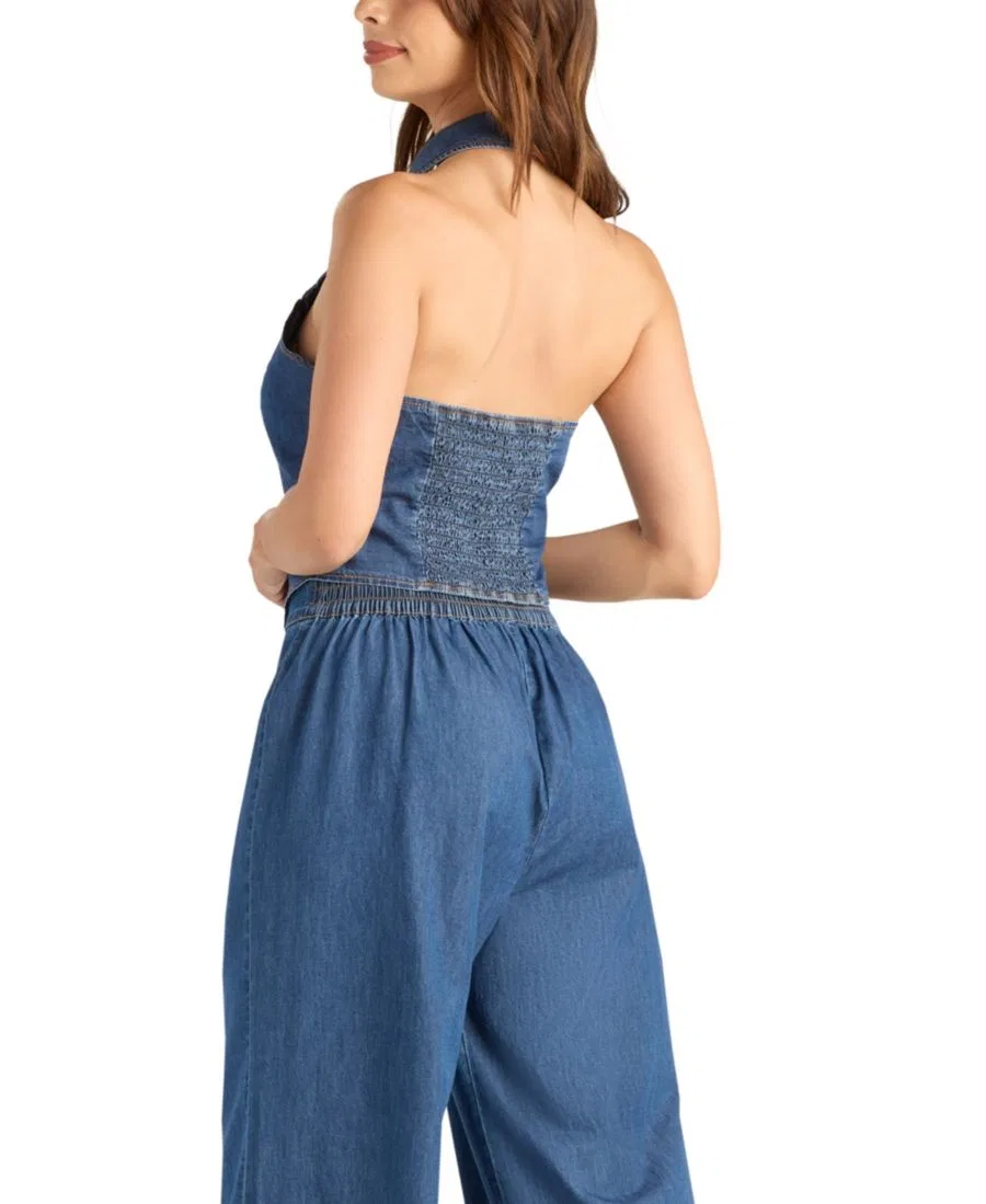 Джинсовый жилет без рукавов с воротником-халтер BCX, Denim — фото 4