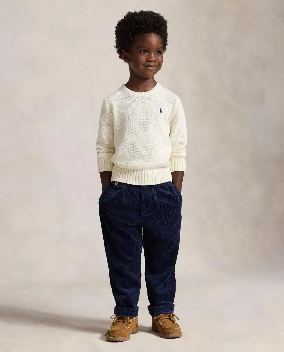 Детский джемпер из хлопка с круглым вырезом Polo Ralph Lauren, Cream