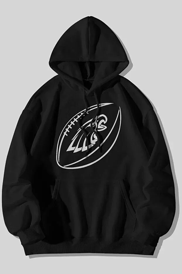 Детское худи для девочек с принтом American Football Ball Design The Baski, Black