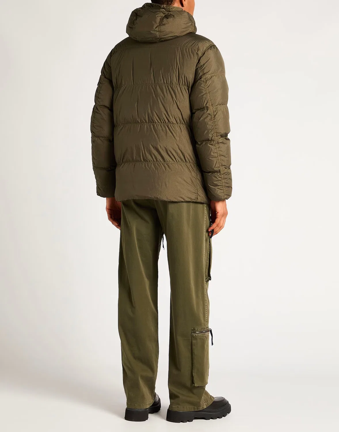 Мужская пуховая куртка с капюшоном Stone Island, темно-зеленый — фото 3