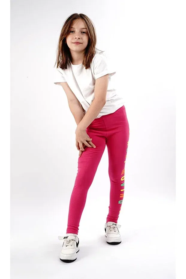 Детские леггинсы для девочек с вышивкой Lovella, Fuchsia — фото 3