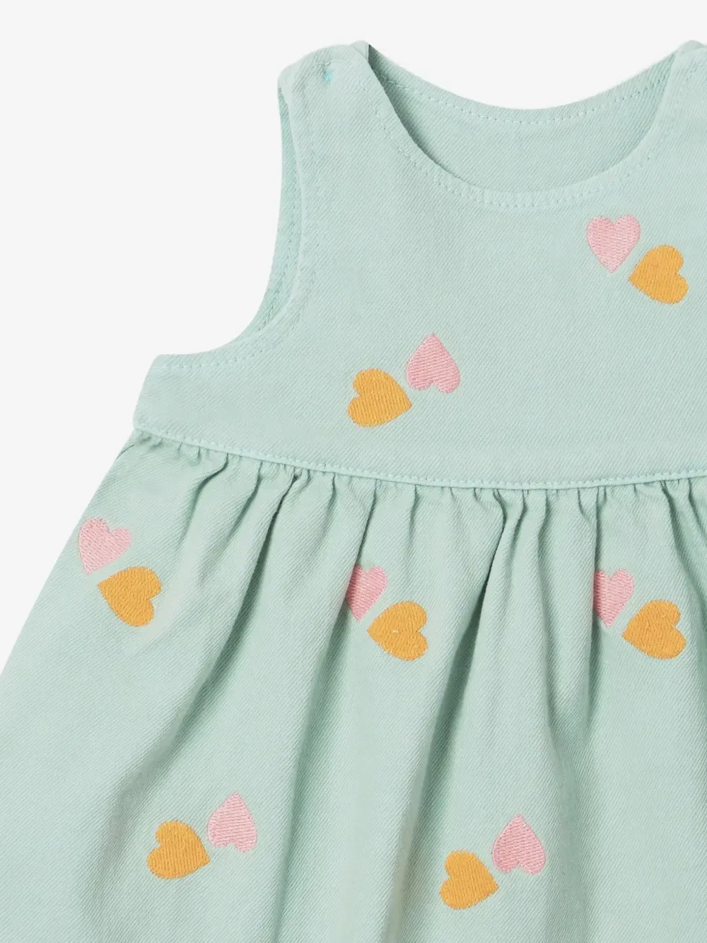 Расклешенное платье с вышивкой в виде сердец Stella McCartney Kids, зеленый — фото 3