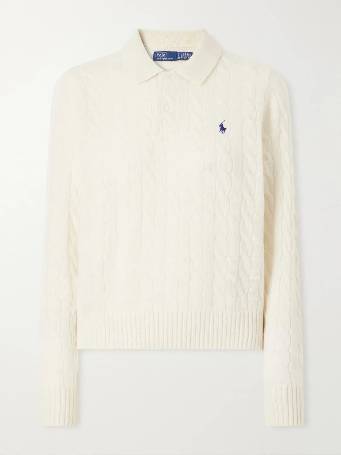 Вязаный джемпер-поло из шерсти и кашемира Polo Ralph Lauren, кремовый
