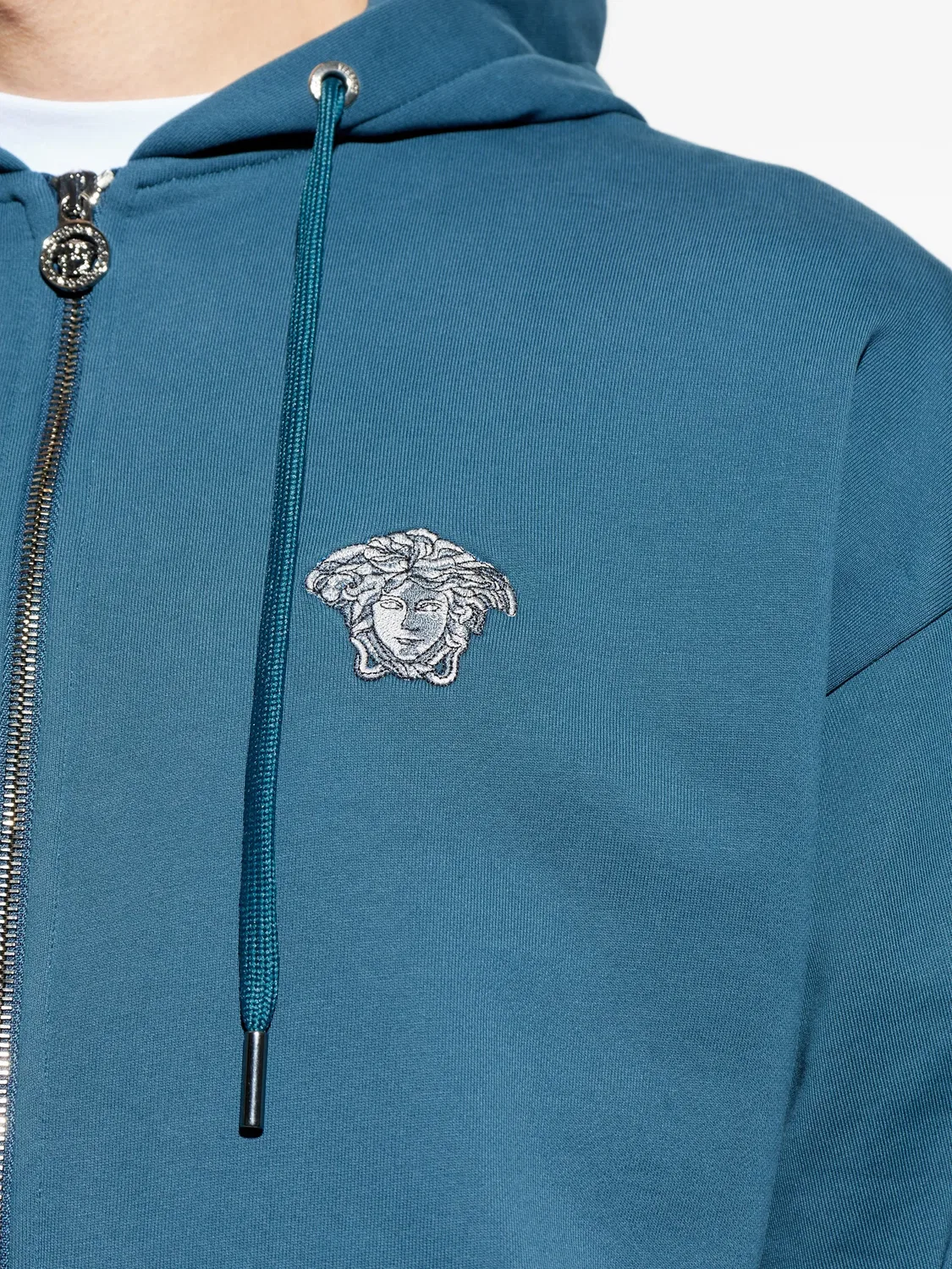 Толстовка на молнии с капюшоном Versace, синий — фото 4