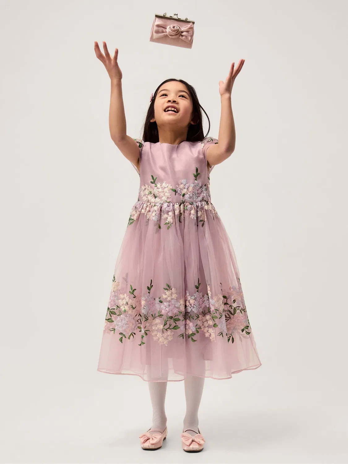Платье с вышивкой Monsoon Pink Floral Embroidered Organza Party Dress, розовое