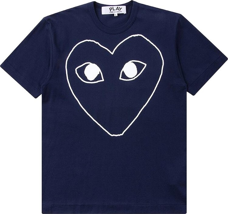 Футболка Comme des Garçons PLAY Outline Heart T-Shirt 'Navy', синий — фото 2