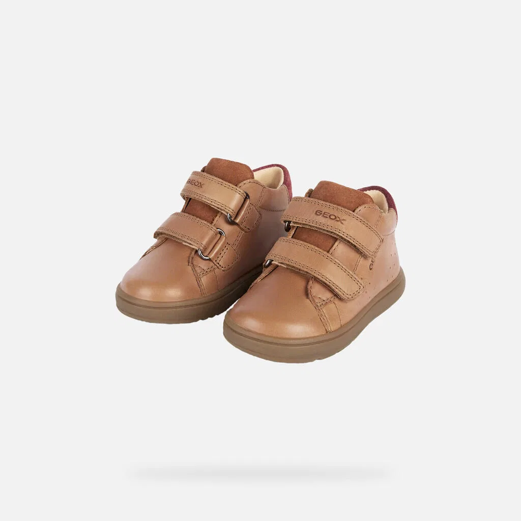 Детские кроссовки с кожаным верхом B Biglia Boy Geox, Ockerbeige Armeebraun Braun — фото 4