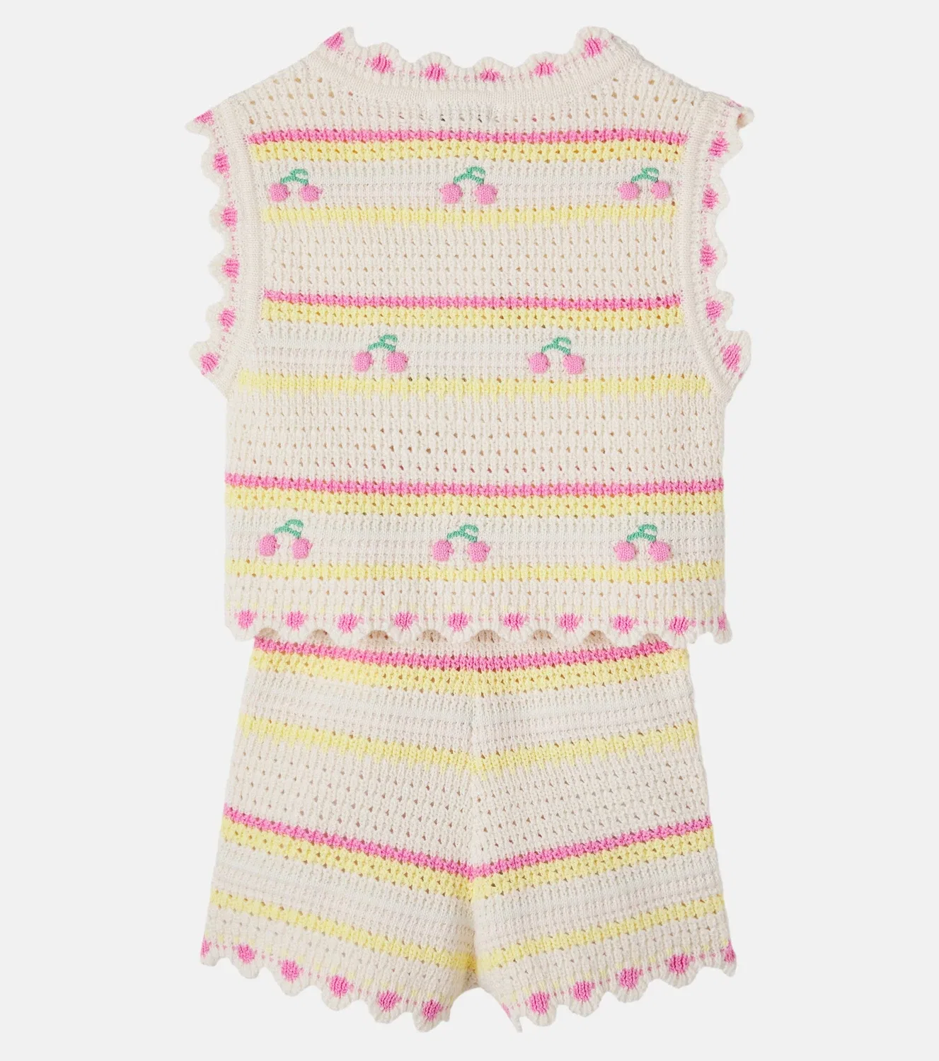 Комплект из топа и шорт с фестончатым подолом Paloma Bebe Organic, белый — фото 3