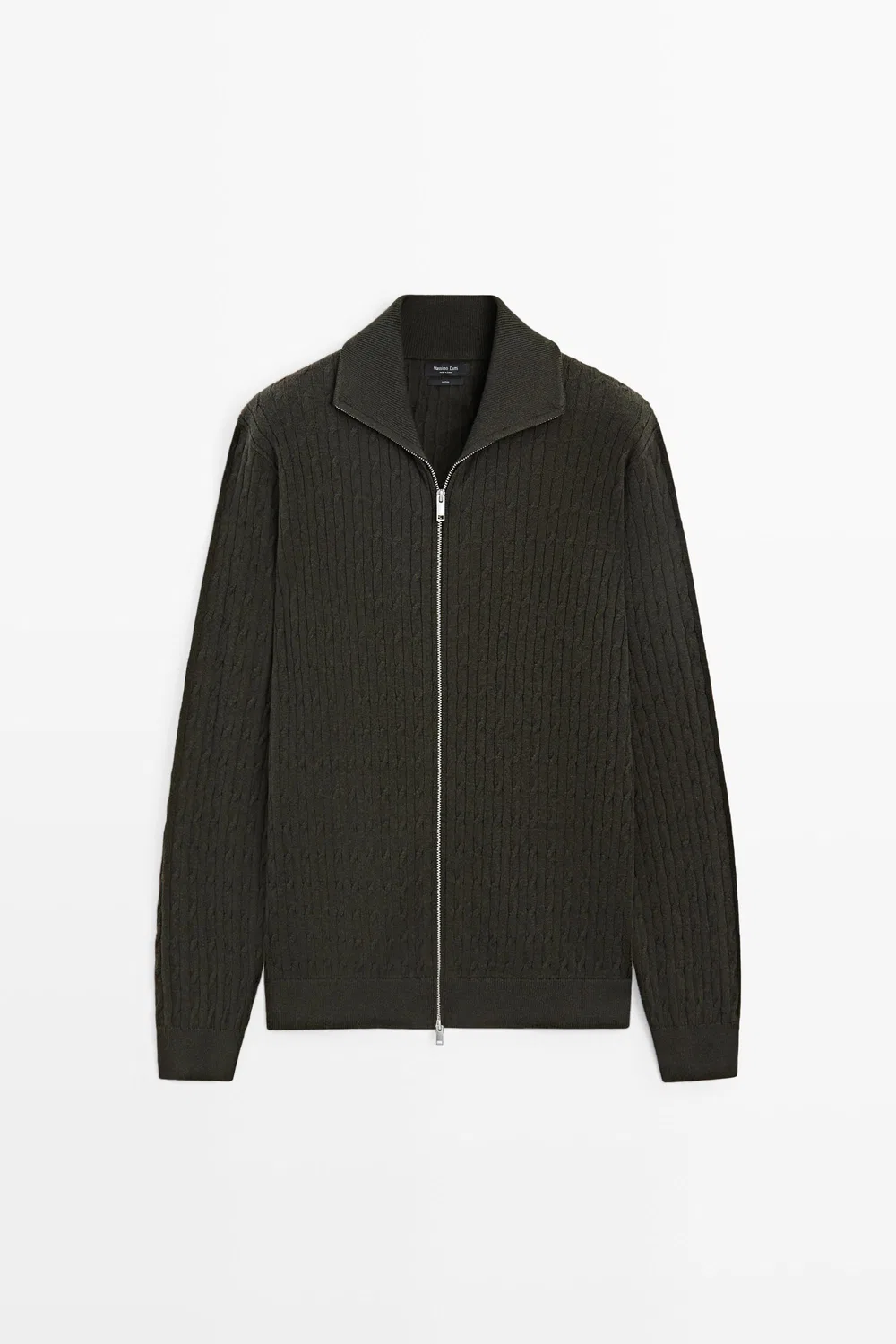 Кардиган Massimo Dutti 100% Cotton Braided Knit, темно-зеленый — фото 2