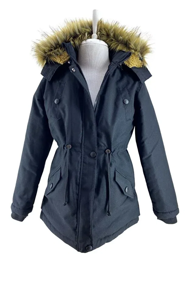 Детское зимнее пальто для девочек с капюшоном Jannock, Black