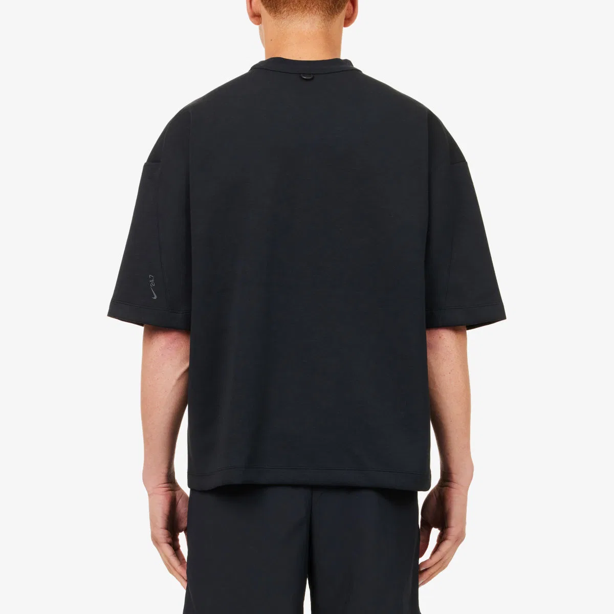 Трикотажная футболка с коротким рукавом из материала Dri-fit Nike, черный/темно-серый — фото 4