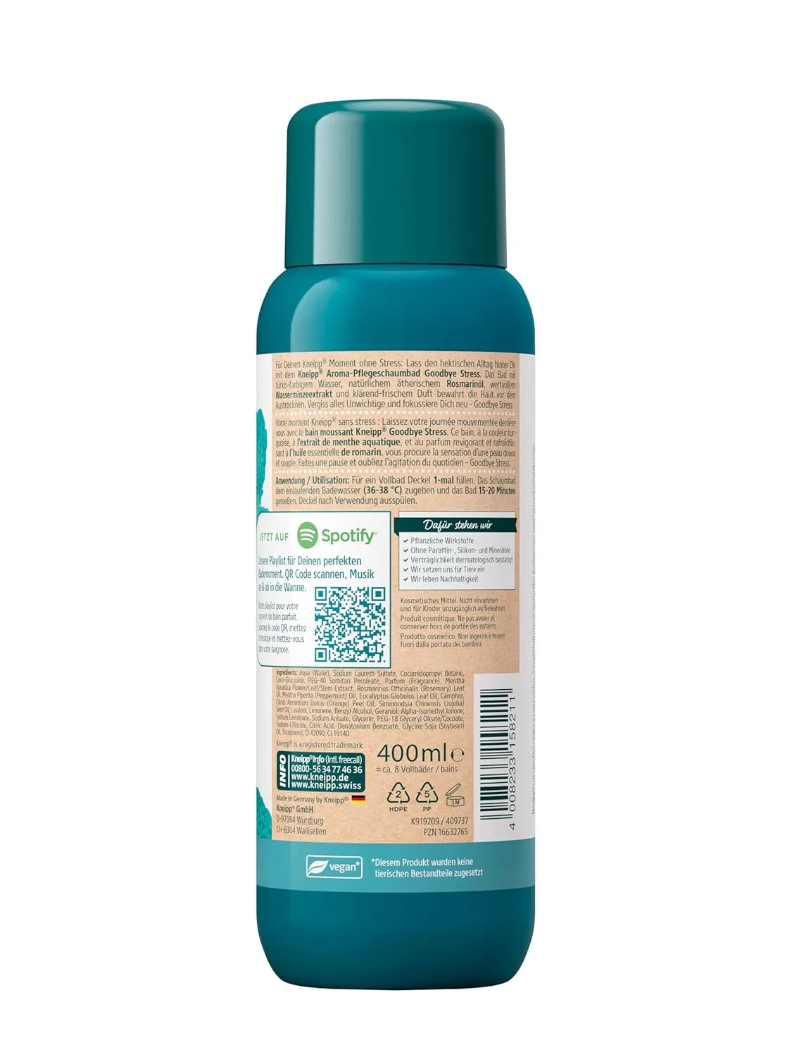 Пена для ванны Goodbye Stress, Kneipp, 400 мл, Turquoise — фото 2