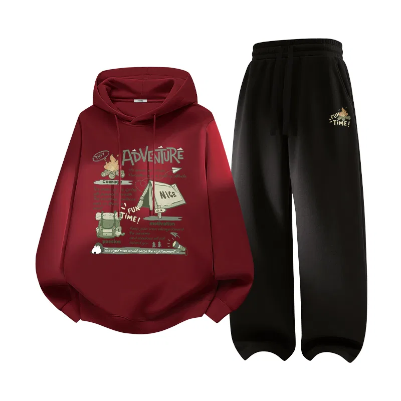 Детский комплект свитшотов с принтом Bonfire Story MINISO, Burgundy Black