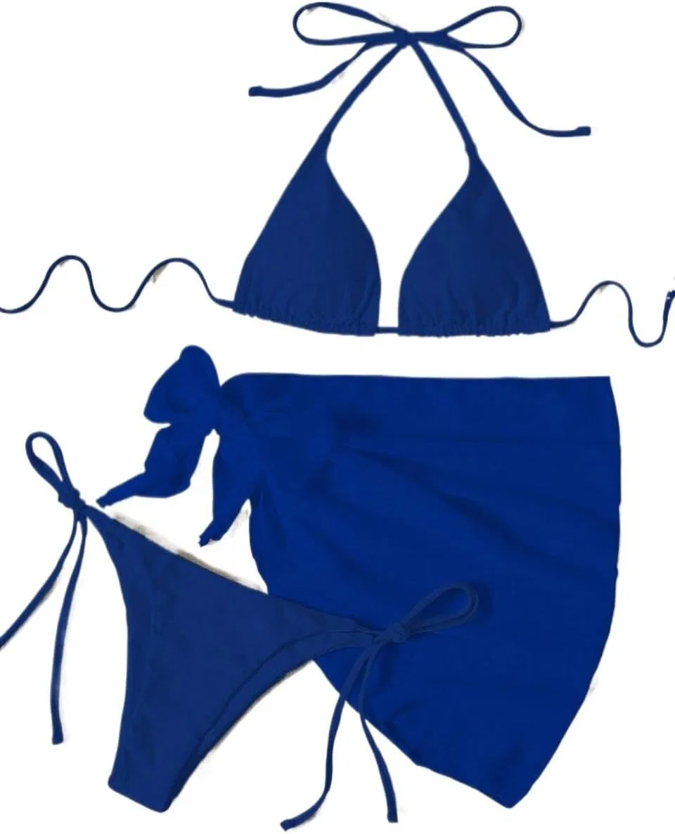 Женский бикини-комплект с высокой талией 3 предмета, Royal Blue