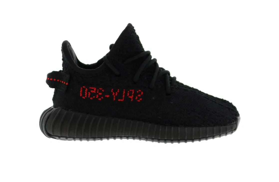 Детские кроссовки для активного отдыха с принтом Yeezy Boost 350 V2 Adidas, Core Black Core Black Red