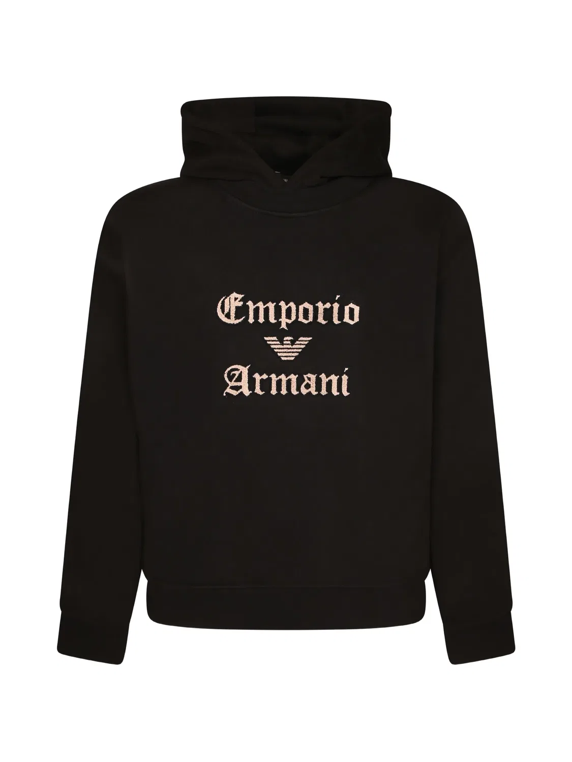 Худи с принтом логотипа черное Emporio Armani, черный