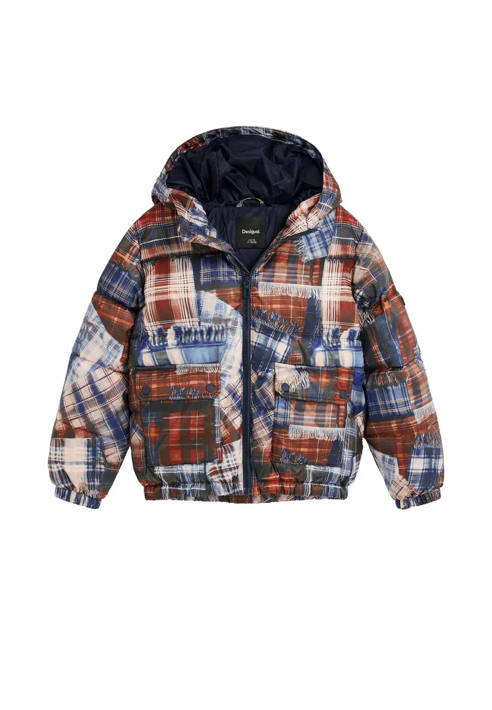 Стеганое клетчатое пальто - зимняя куртка Desigual, Blue — фото 3