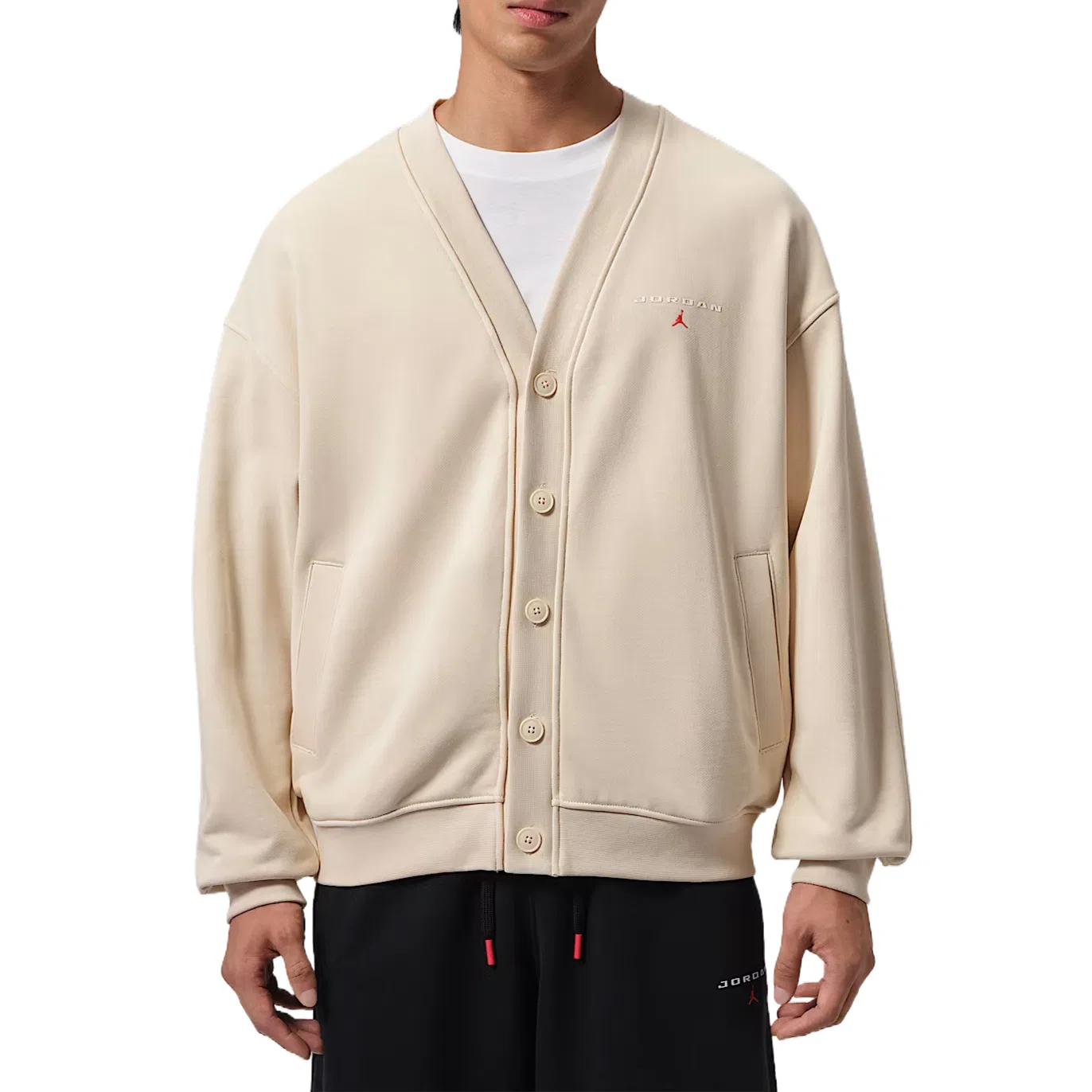 Мужской джемпер с V-образным вырезом Pearl White Jordan