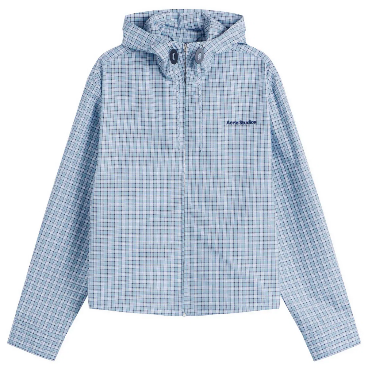 Куртка из хлопка с капюшоном Ofass Check Jacket Acne Studios, Blue & White