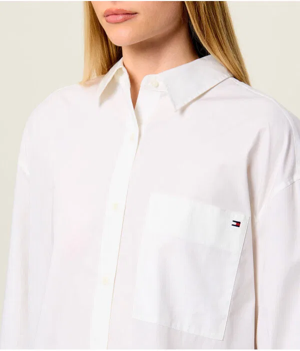 Женская рубашка оверсайз Tommy Hilfiger, белый — фото 4