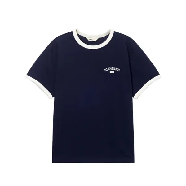 Футболка с коротким рукавом, хлопок, рингер, Navy