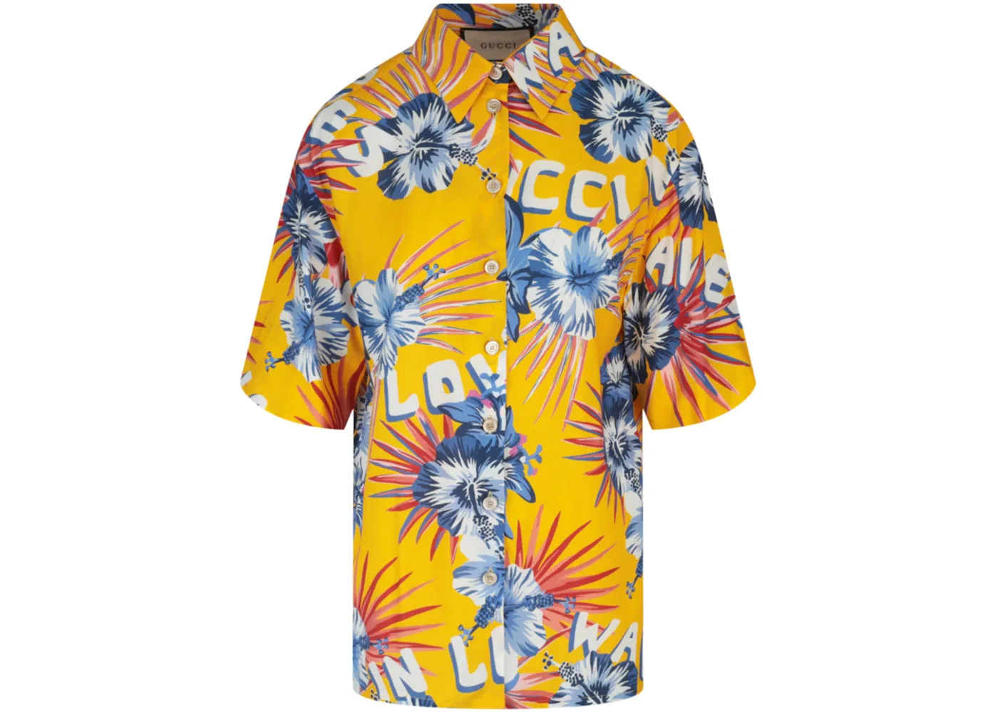 Женская рубашка с принтом Gucci Wild Flower Printed, Yellow