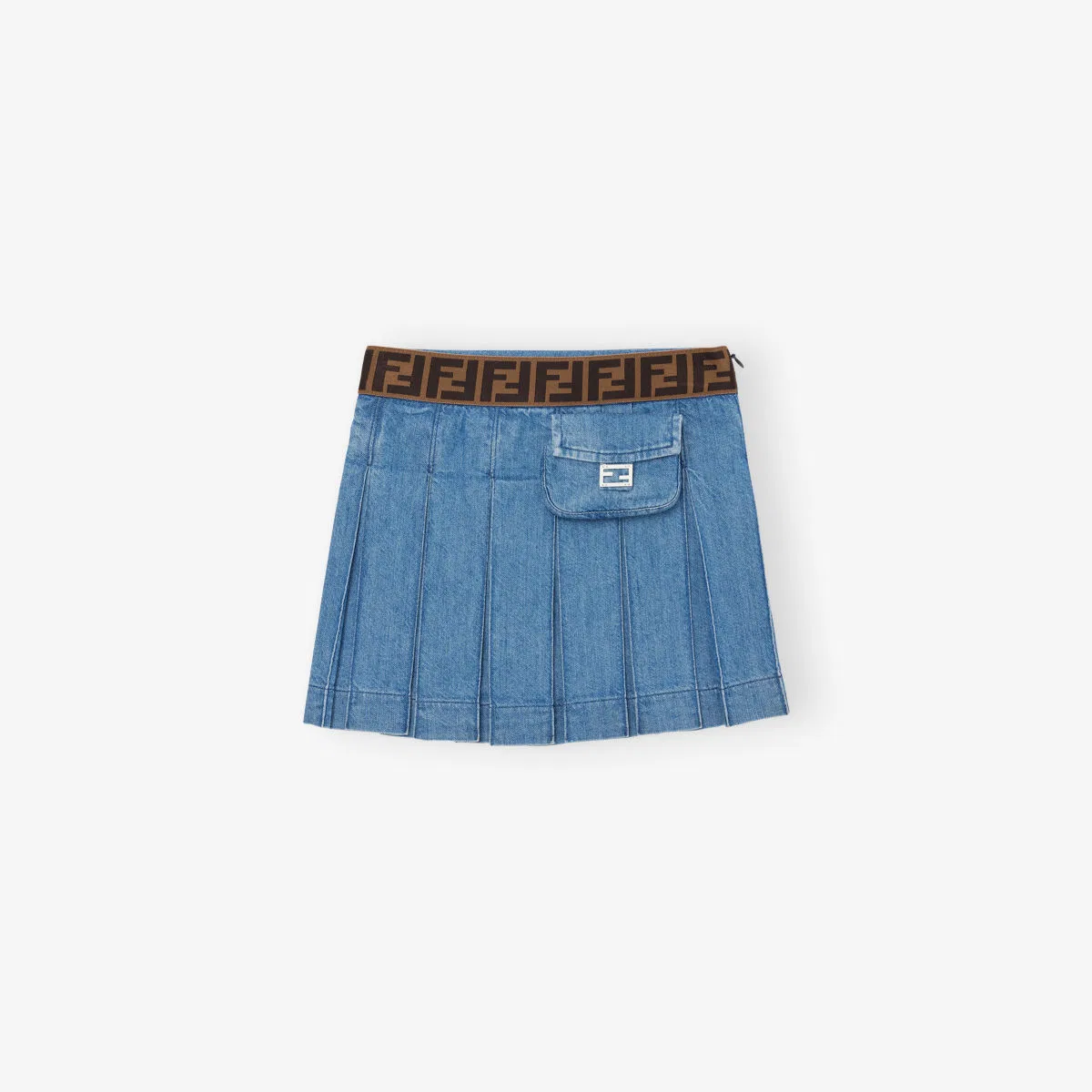 Плиссированная джинсовая юбка с монограммой, 4-6 лет Fendi, синий