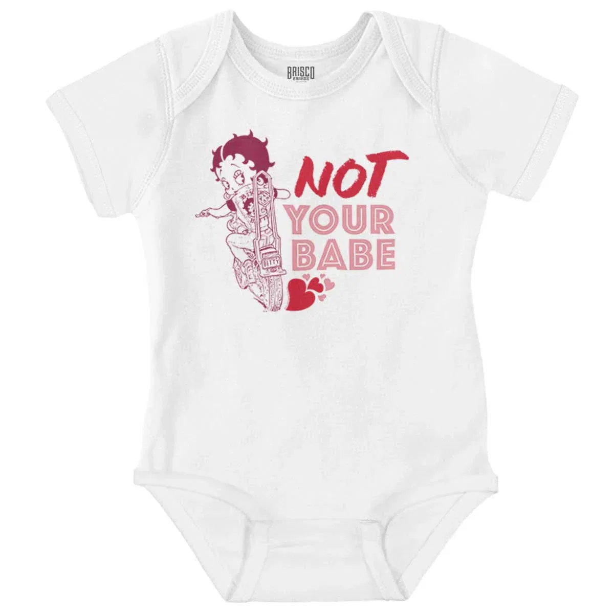 Детское боди для девочек с принтом Betty Boop Biker Not Your Babe Brisco Brands, White